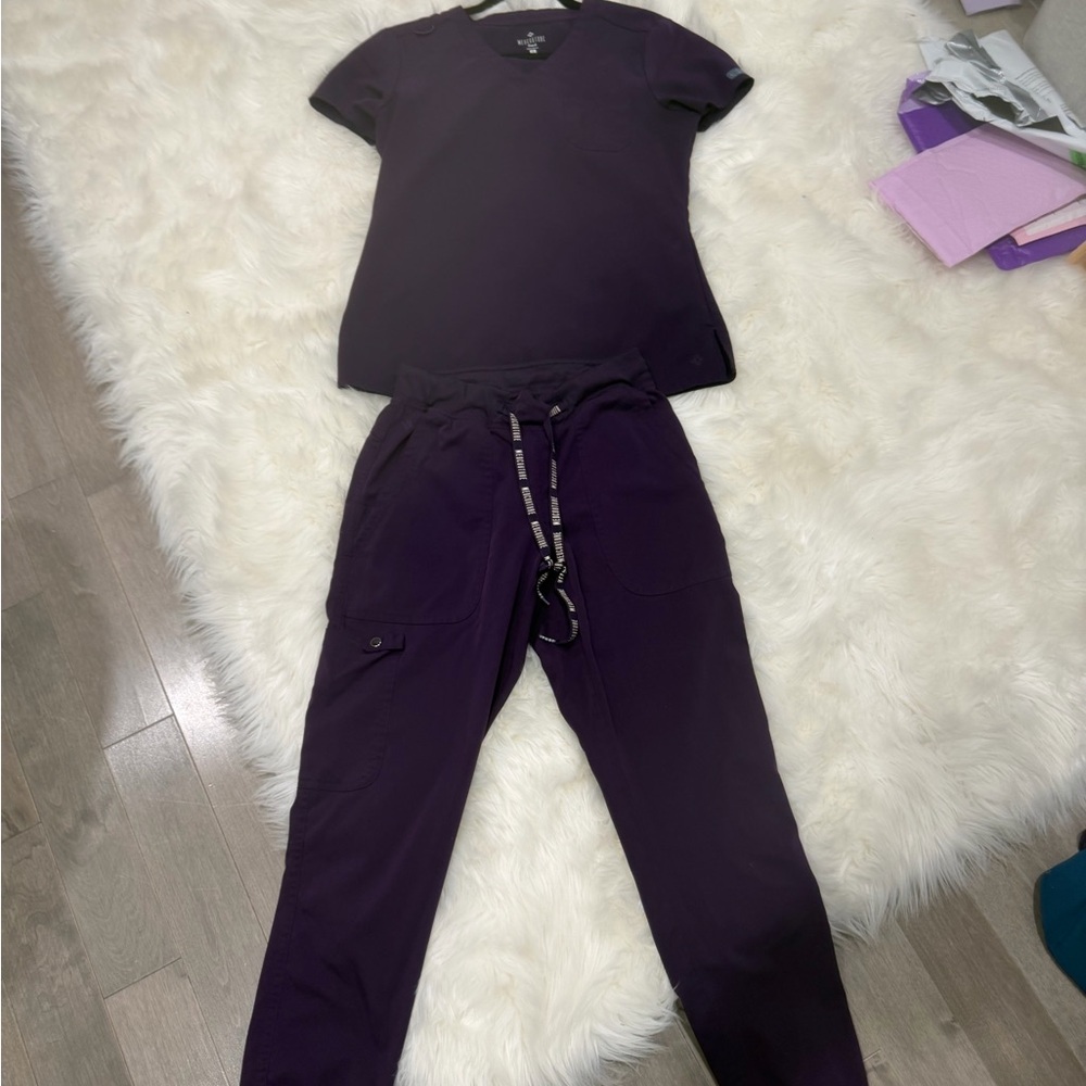 Women's Purple Scrub Top and Jogger Set